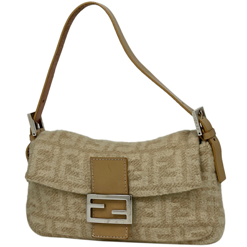 Fendi Zucca Mamma Bucket One Shoulder Hobo handbag shoulder bag wool beige